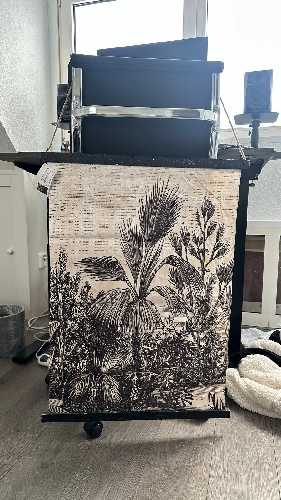 Botanisch wanddoek 88x64cm - In goede staat, Ophalen, Meerkleurig, Zo goed als nieuw, Met ophangsysteem