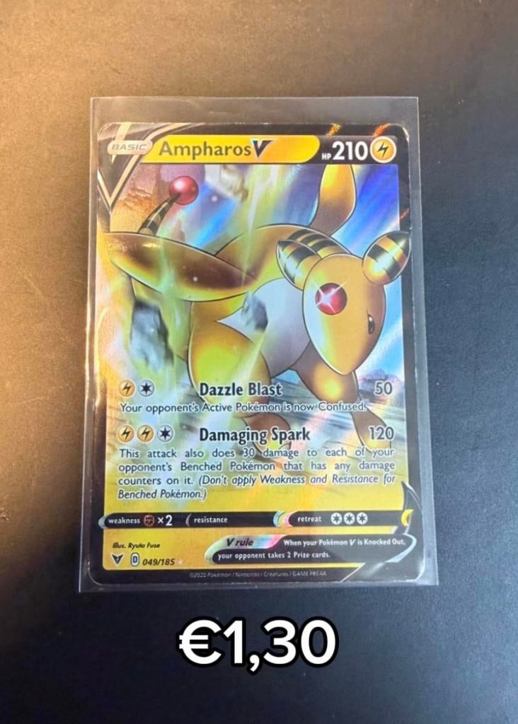 Ampharos V 049/185 Vivid Voltage Pokémon Kaart, Ophalen of Verzenden, Zo goed als nieuw, Losse kaart