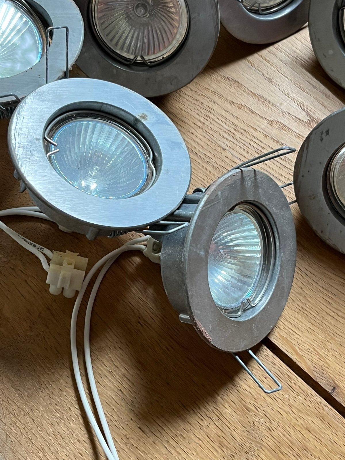Set van 10 inbouwspots, halogeen, 50W-12V, Halogeen, Gebruikt, Metaal of Aluminium, Ophalen of Verzenden
