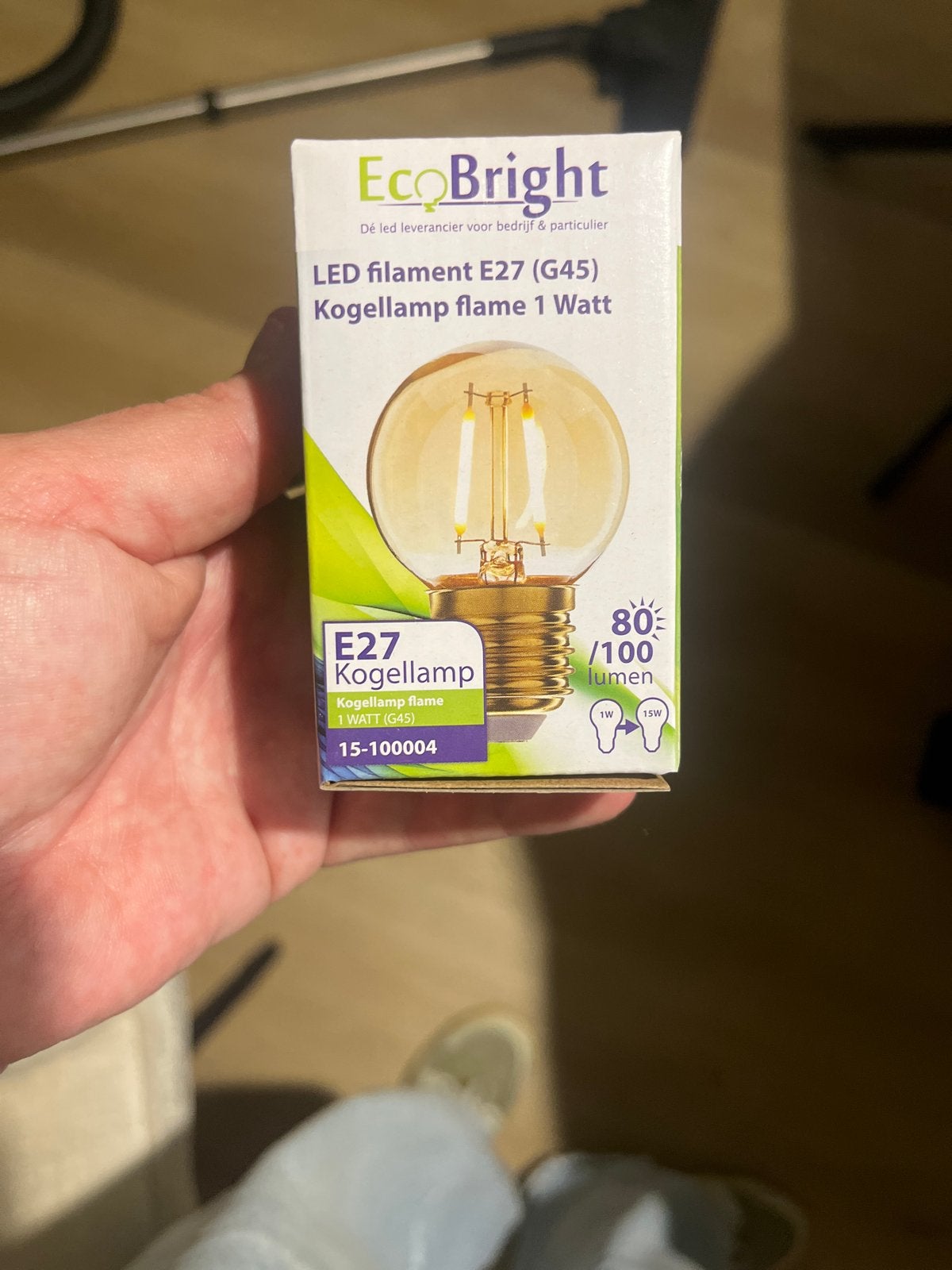 EcoBright LED filament E27 (G45) Kogellamp flame 1 Watt, Ophalen of Verzenden, Nieuw, E27 (groot), Overige merken