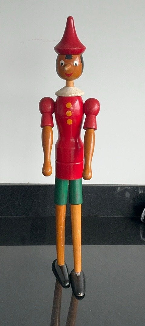 Vintage Pinokkio Houten Pop - 70 cm, Verzamelen, Ophalen of Verzenden, Gebruikt, Pop