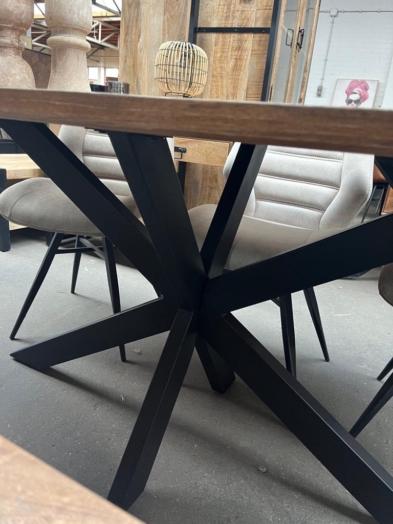 Magazijn Leegverkoop Rechte eettafel mangohout matrix zwart, Hout, Nieuw, Ophalen of Verzenden, Info@wkhome.nl