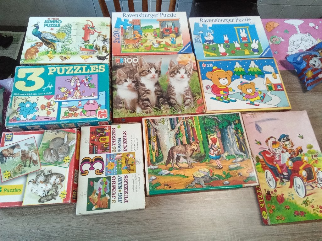 10 verschillende kinderpuzzels, Ophalen, 2 tot 4 jaar, Gebruikt, 10 tot 50 stukjes