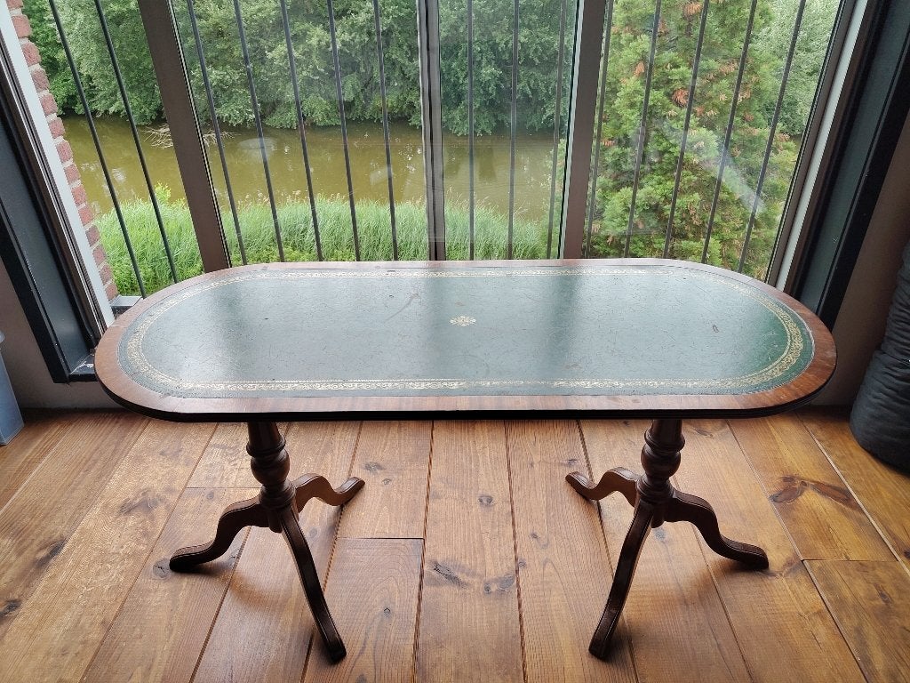 Antiek tafeltje met houten pootjes, Gebruikt, 75 cm of meer, Rechthoekig, Hout