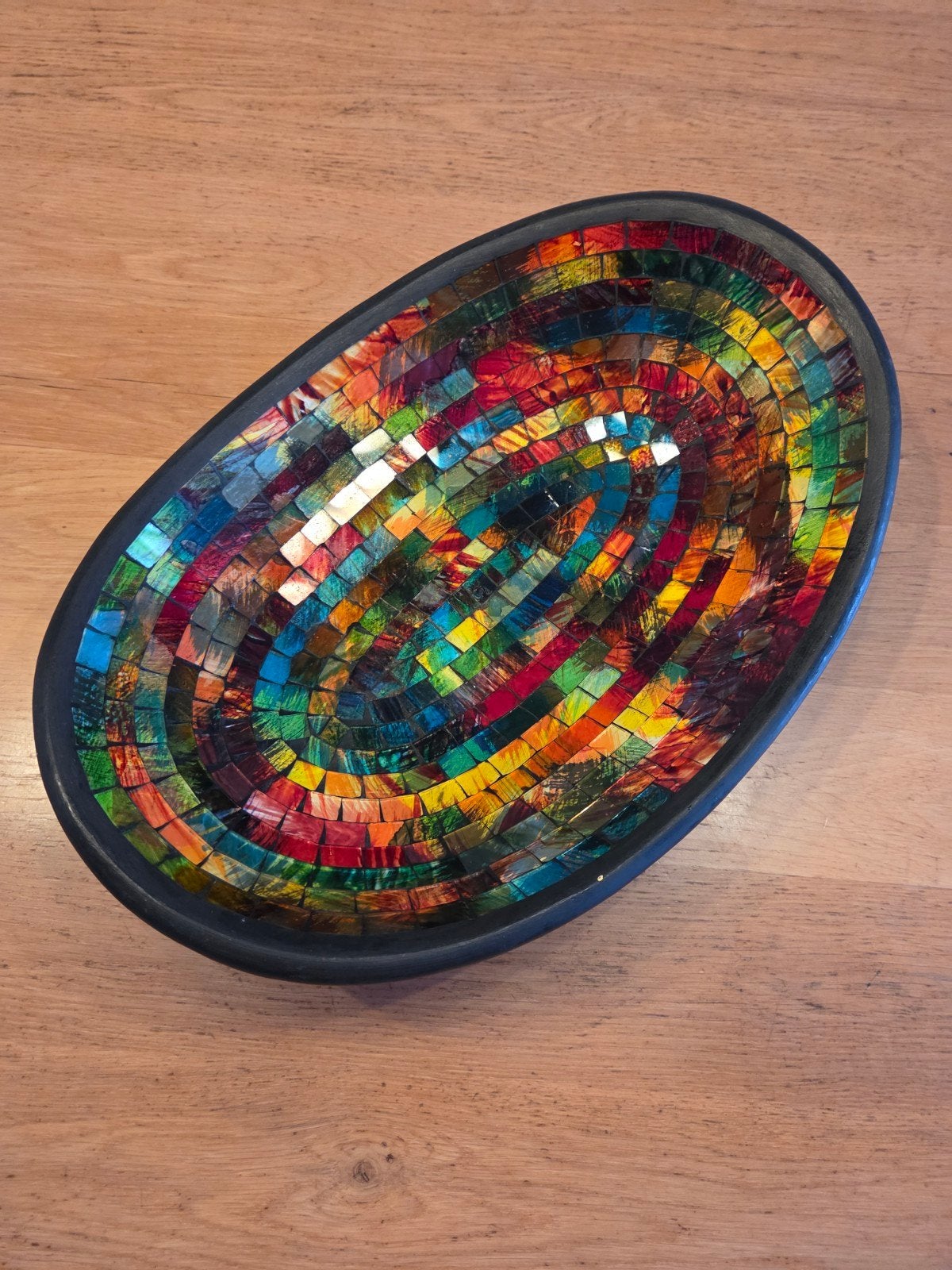 Schaal met gekleurd mozaïek, Ophalen, Gebruikt, Schaal, Glas
