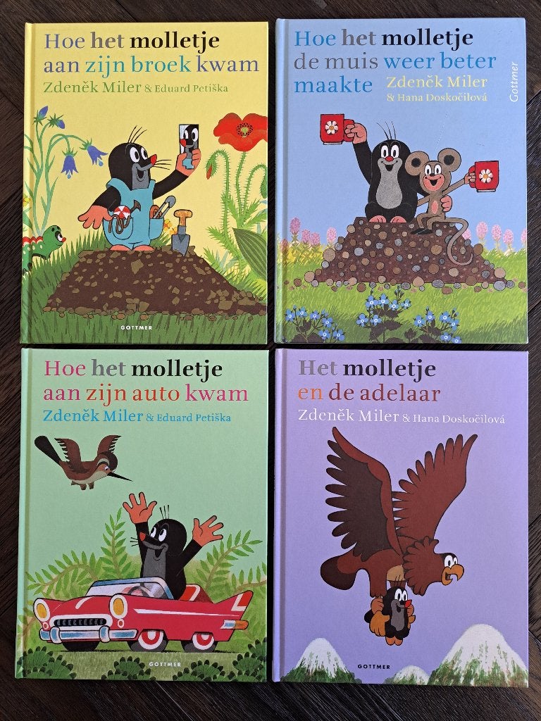 4x Molletje (Krtek) Zdenek Miler, Fictie algemeen, Jongen of Meisje, Ophalen of Verzenden, Zo goed als nieuw