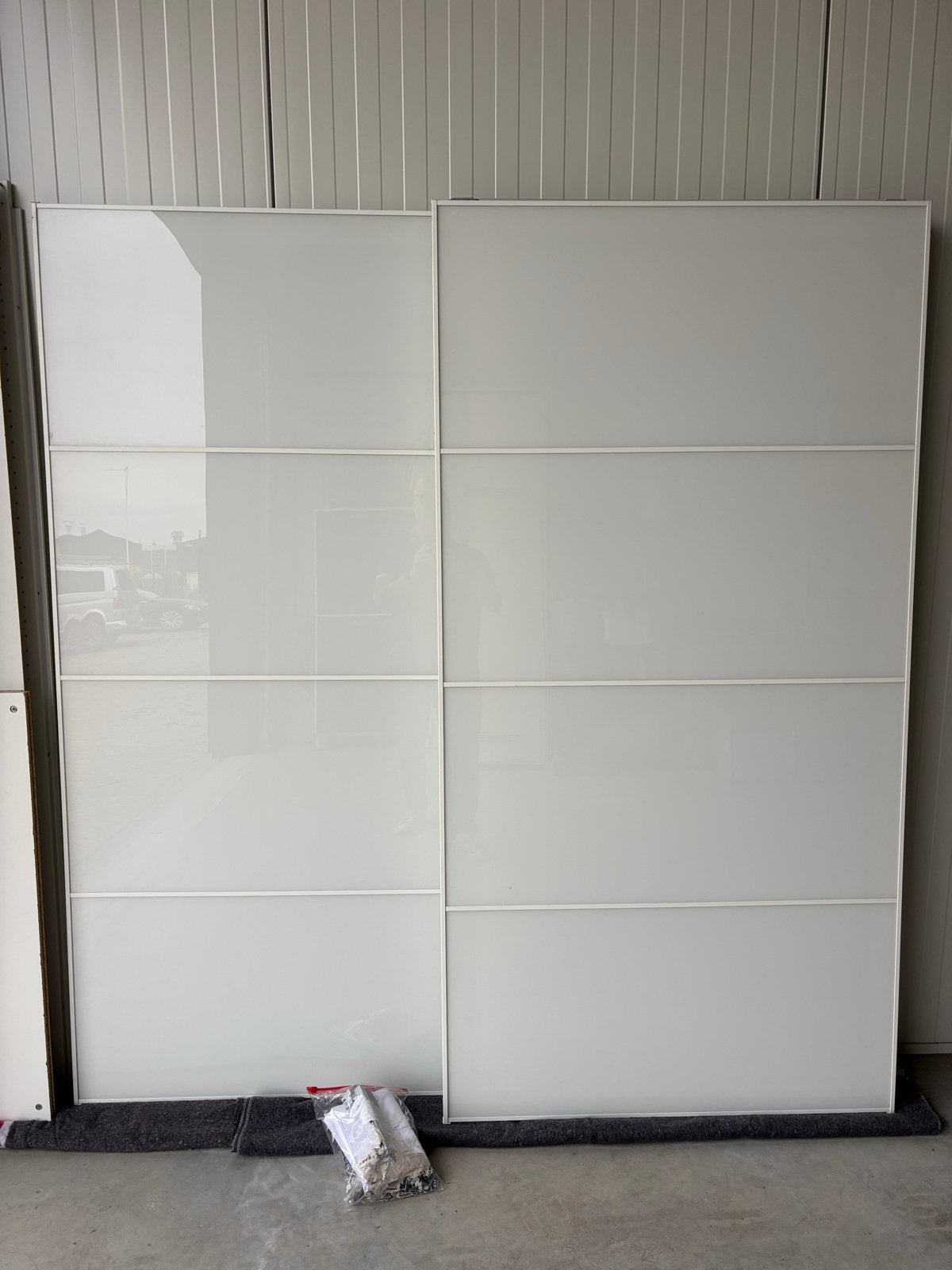 IKEA PAX schuifdeuren, wit glas, 200x201 cm, Ophalen, Gebruikt, 200 cm of meer, 150 tot 200 cm