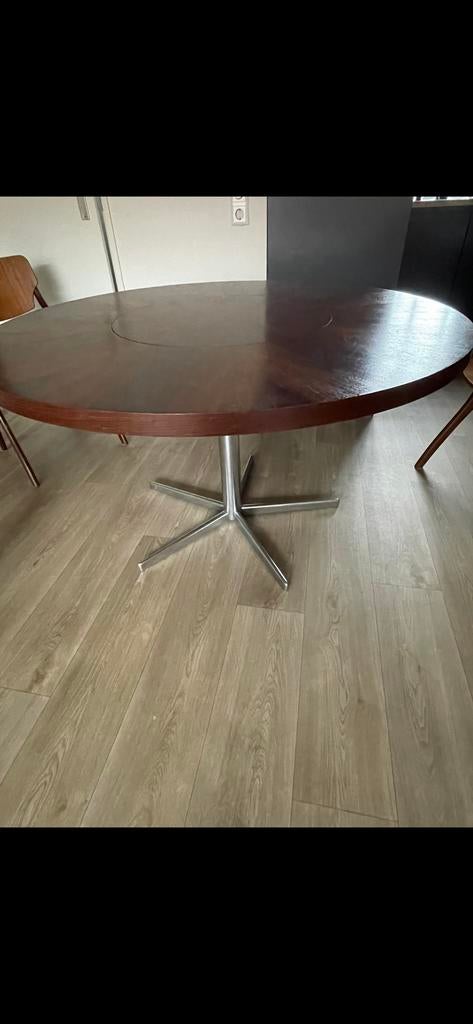 Unieke ronde palissander eettafel Emü Germany jaren '60, Huis en Inrichting, Tafels | Eettafels, Ophalen, 100 tot 150 cm, Rond