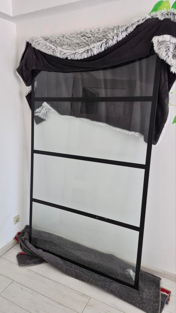 Douchewand met zwart frame, Huis en Inrichting, Ophalen, Gebruikt, Met douche