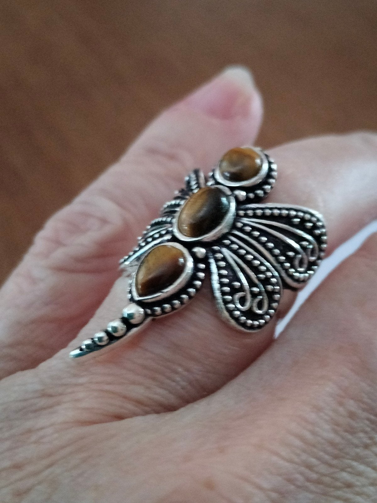 Zilveren ring met tijgeroog maat 17, Sieraden, Tassen en Uiterlijk, Ringen, Bruin, Verzenden, Nieuw, 17 tot 18