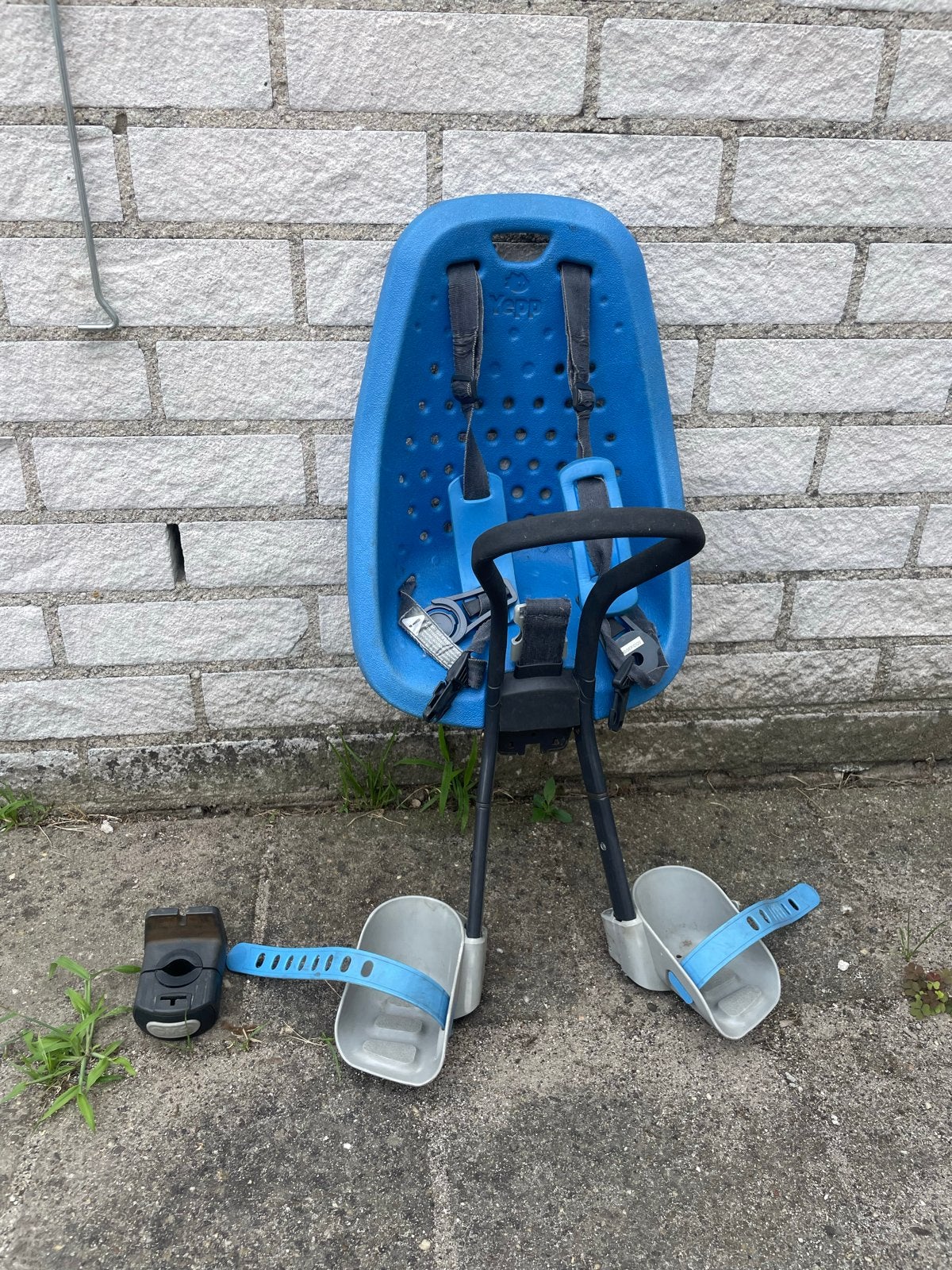 Yepp fietszitje voorzichtje blauw met adapter, Voorzitje, Ophalen, 0 t/m 10 kg, Gebruikt