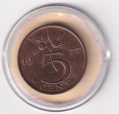 5 Cent 1977 Prachtig Netjes met diverse muntkleuren, Postzegels en Munten, Munten | Nederland, Verzenden, Koningin Juliana, 5 cent
