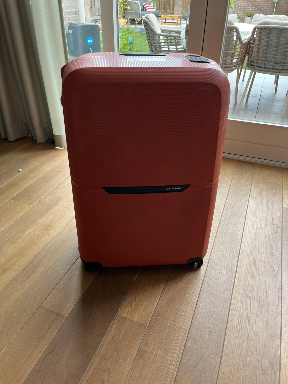 Samsonite Magnum Eco Spinner Koffer 81 Maple Orange, Sieraden, Tassen en Uiterlijk, Koffers, Hard kunststof, 45 tot 55 cm, Zo goed als nieuw