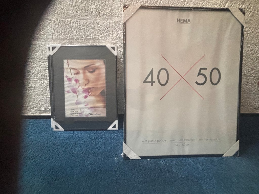 HEMA Fotolijsten 9 aluminium 40x50 + 2 kunststof 30x40, Ophalen, Overige materialen, 50 cm, Zo goed als nieuw