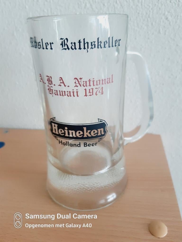 Mooie Heineken dubbel druk pul uit Amerika, Ophalen of Verzenden, Zo goed als nieuw, Pul(len), Heineken