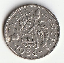 ENGELAND George V 1934 Zilver Threepence, Verzenden, Overige landen, Losse munt, Zilver
