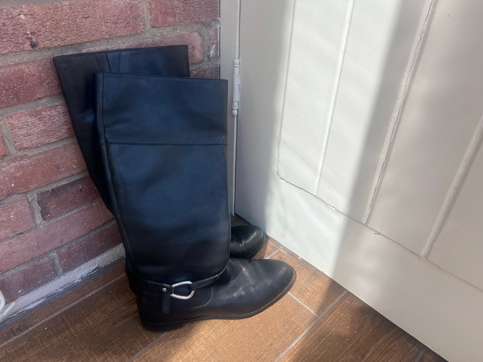 Lauren Ralph Lauren Leren Knielaarzen - Tijdloos & Elegant, Ophalen, Hoge laarzen, Zwart, Gedragen