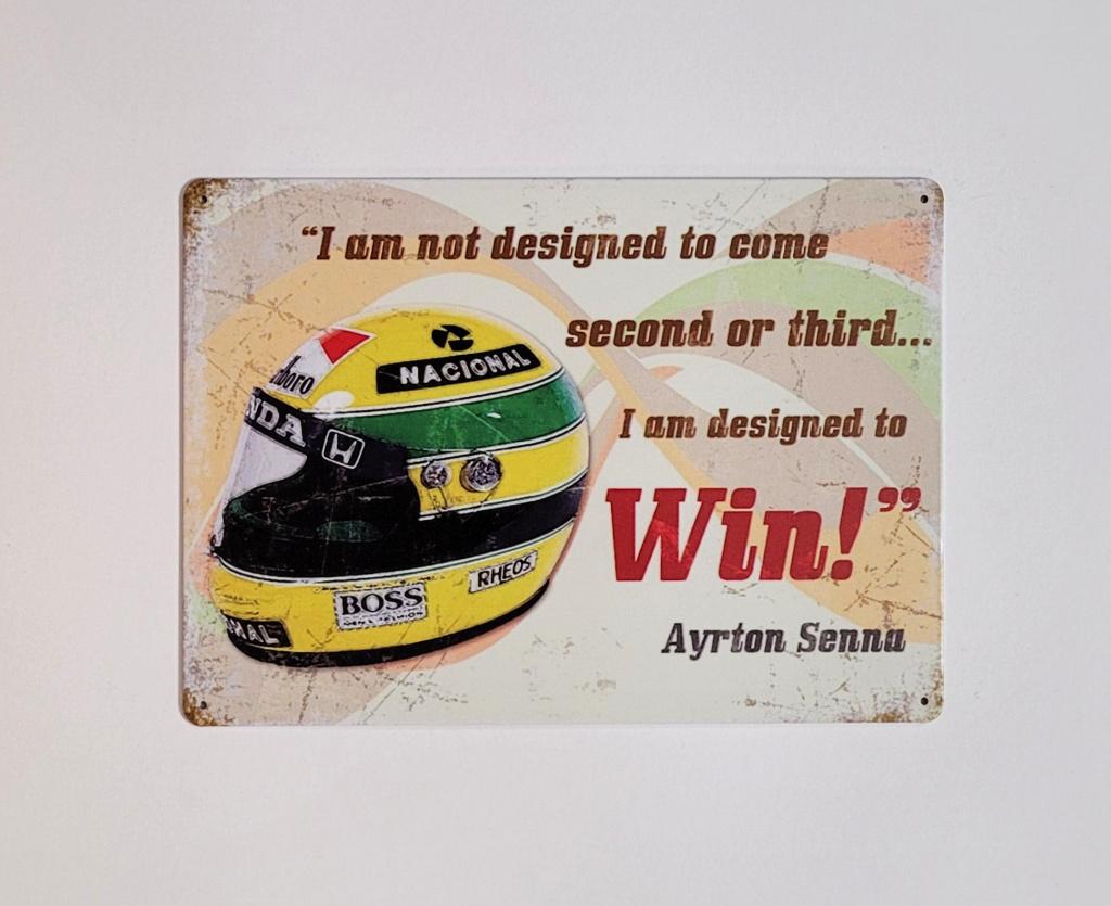 Ayrton Senna Formule 1 helm reclamebord van metaal wanddeco, Verzamelen, Automerken, Motoren en Formule 1, Ophalen of Verzenden