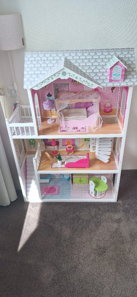 Groot houten poppenhuis 124 cm van Bandits and Angels, Ophalen, Gebruikt, Poppenhuis