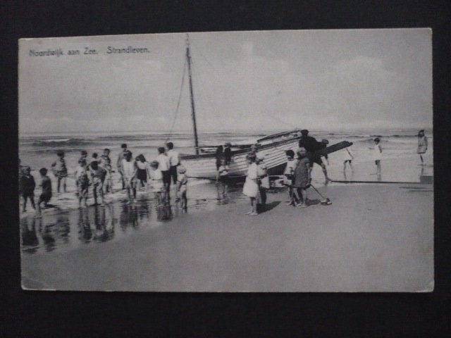 noordwijk aan zee strandleven gelopen stempel onduidelijk, Ophalen of Verzenden, Voor 1920, Gelopen, Noord-Holland