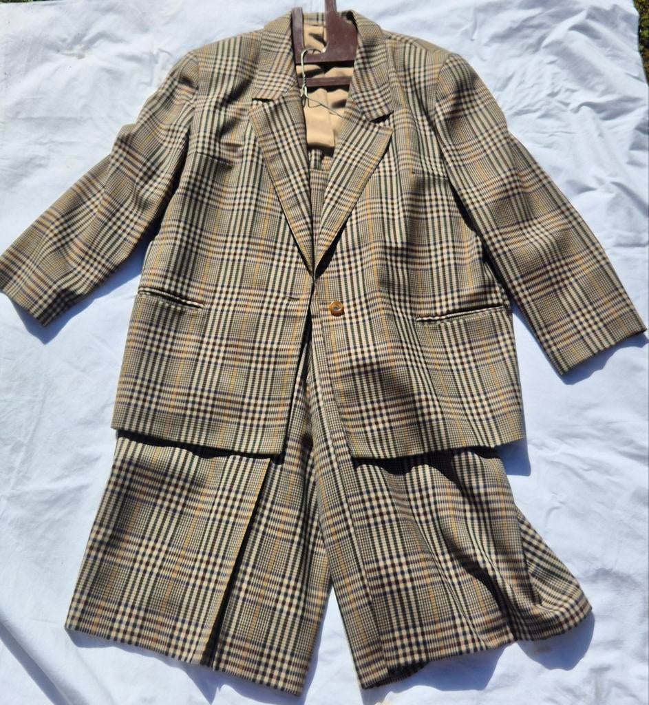 ​Prachtig Ravens Vintage Wollen Damespak(West-Germany) 42/44, Kleding | Dames, Kostuum of Pak, Bruin, Maat 42/44 (L), Ophalen of Verzenden