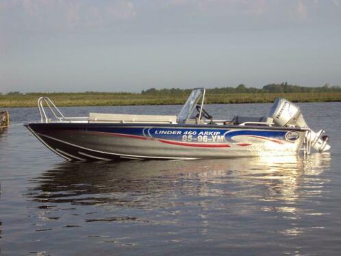 Linder Arkip 460 50pk Honda met trailer, Watersport en Boten, Ophalen, Zo goed als nieuw, Aluminium