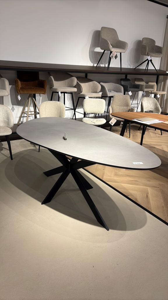 Eettafel melamine kiezel vorm 200x100, Huis en Inrichting, Tafels | Eettafels, Ophalen, 200 cm of meer, 50 tot 100 cm, Zo goed als nieuw