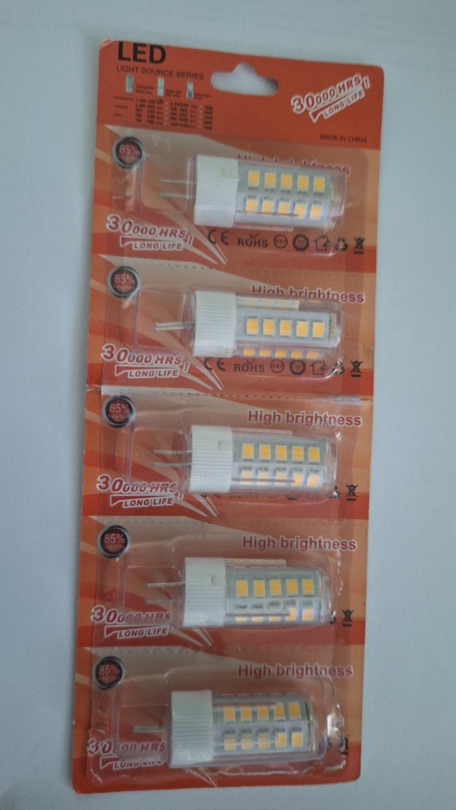 Set van 5 G4 LED lampen, Led-lamp, Nieuw, Ophalen of Verzenden, Warm wit