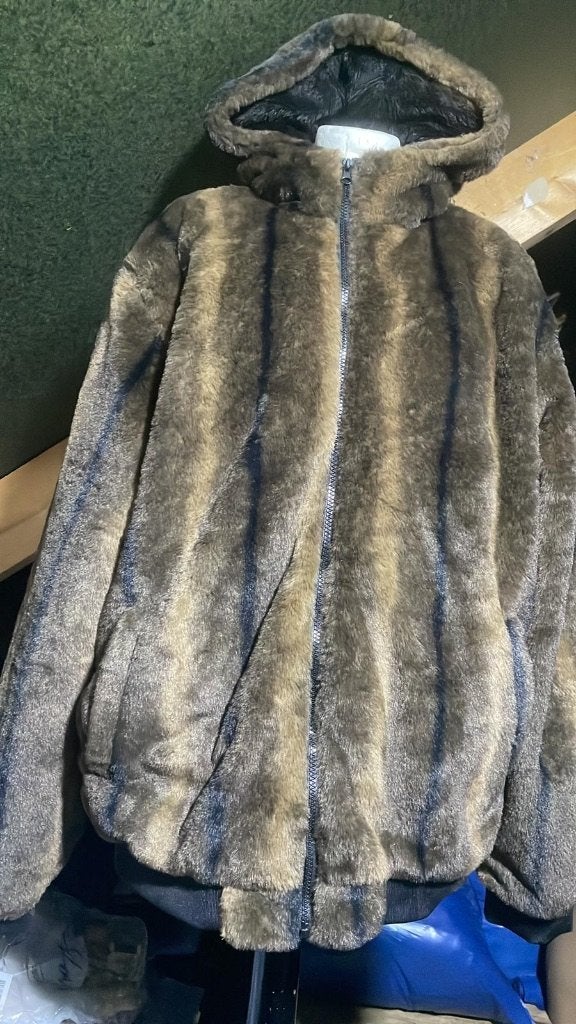 Lange Dames Faux Fur Jas met Capuchon – Bruin/ZwartGestreept, Ophalen of Verzenden, Nieuw, Maat 46/48 (XL) of groter, Bruin