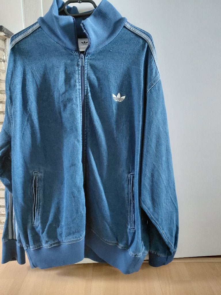 Adidas Denim jas, Ophalen, Blauw, Maat 56/58 (XL), Zo goed als nieuw