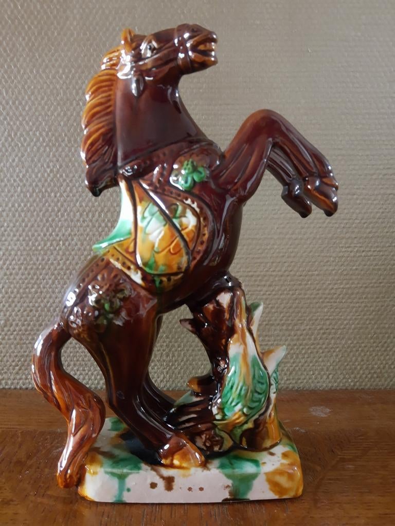 Mooi 50's Chinees keramieken Sancai hemel paard Tang-stijl, Ophalen of Verzenden