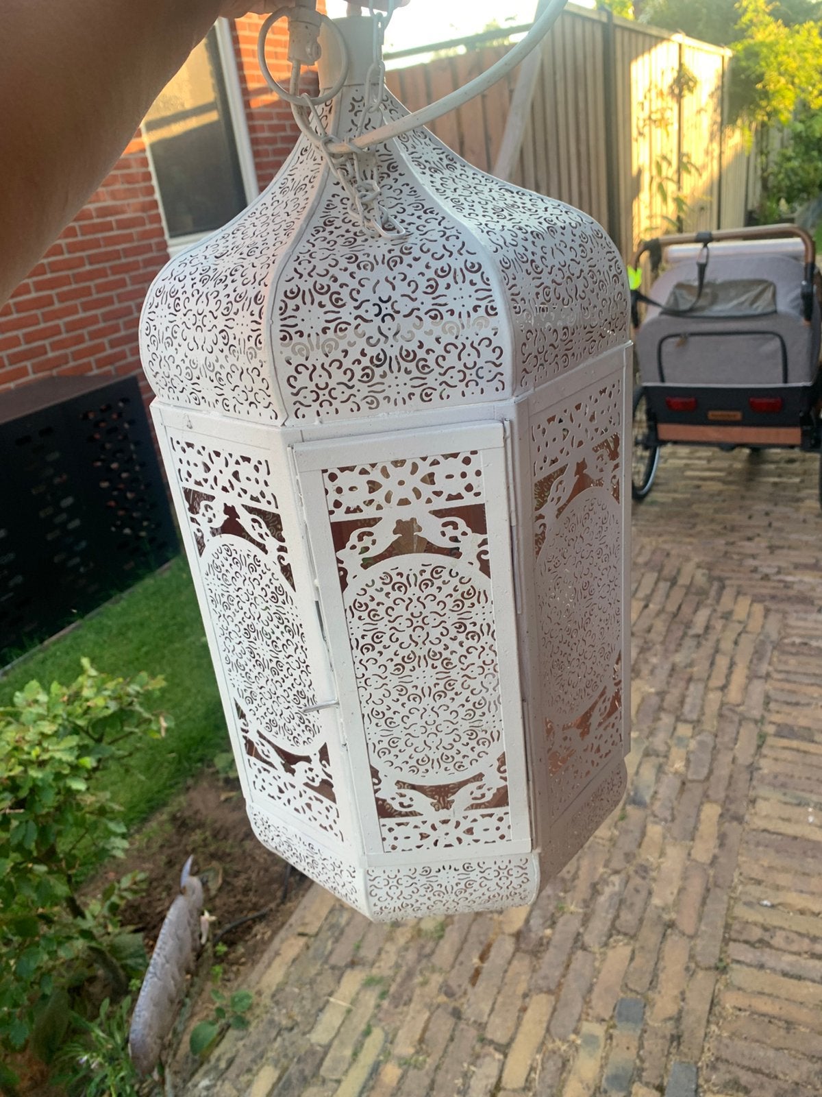 Wit met bronzen hanglamp 1001 nacht, Ophalen, Zo goed als nieuw