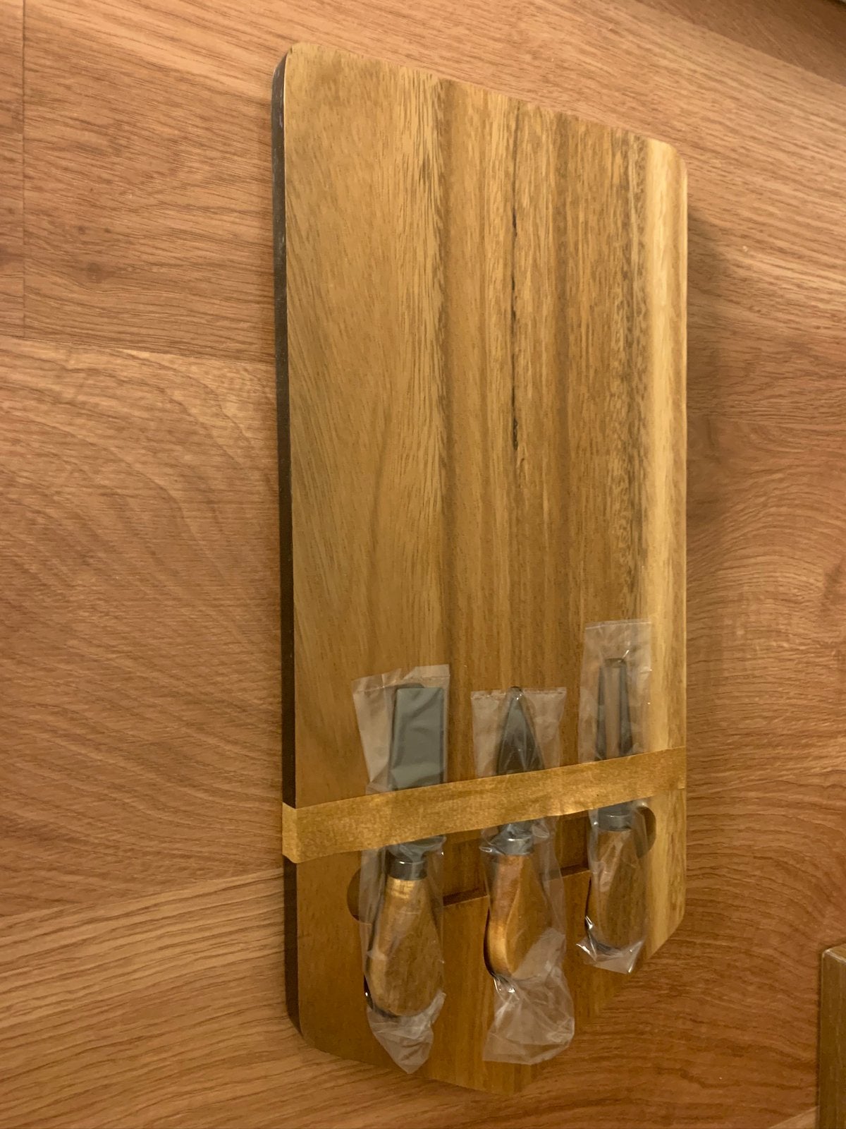 Houten kaasplank met accessoires, Huis en Inrichting, Keuken | Keukenbenodigdheden, Ophalen of Verzenden, Zo goed als nieuw