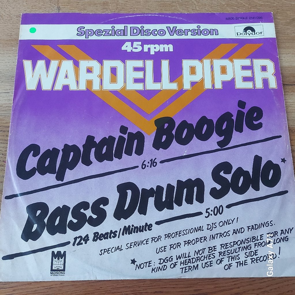 12 inch Maxisingel Wardell Piper - Captain Boogie (1979), Gebruikt, Ophalen of Verzenden, Disco, Beschermende buitenhoes
