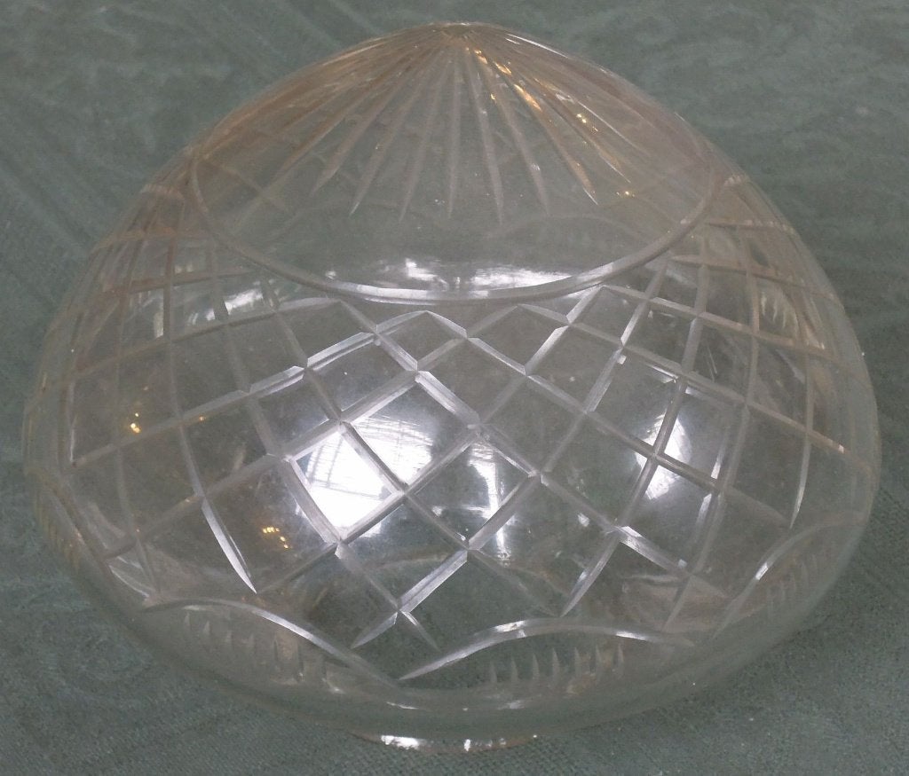 Nr ONB34: Puntig breed lampenglas met ruit- en stermotief, Antiek en Kunst, Antiek | Glas en Kristal, Ophalen of Verzenden