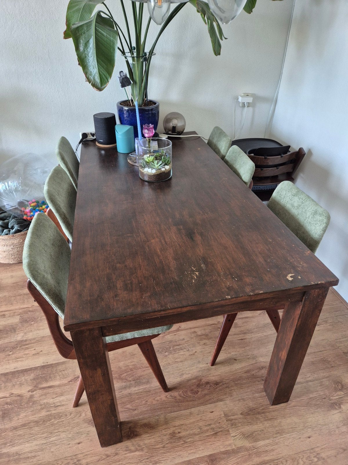 Zware massief houten eettafel 180x89 cm, Ophalen, Landelijk/koloniaal, Gebruikt, 50 tot 100 cm