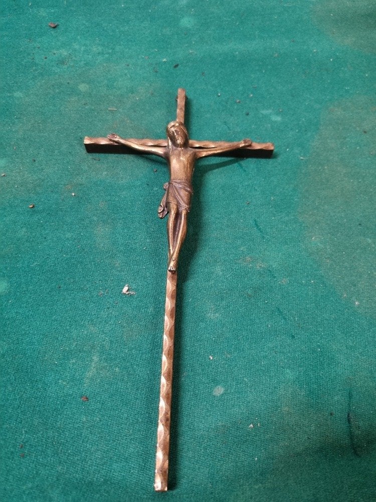 kruisbeeld messing met jezus, Verzamelen, Ophalen of Verzenden