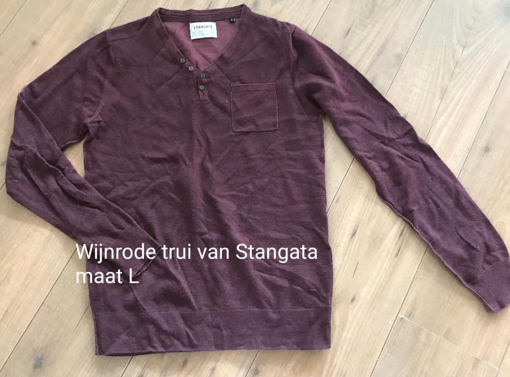 Wijnrode trui van Stangata maat L, Kleding | Heren, Truien en Vesten, Maat 52/54 (L), Stangata, Ophalen of Verzenden, Gedragen