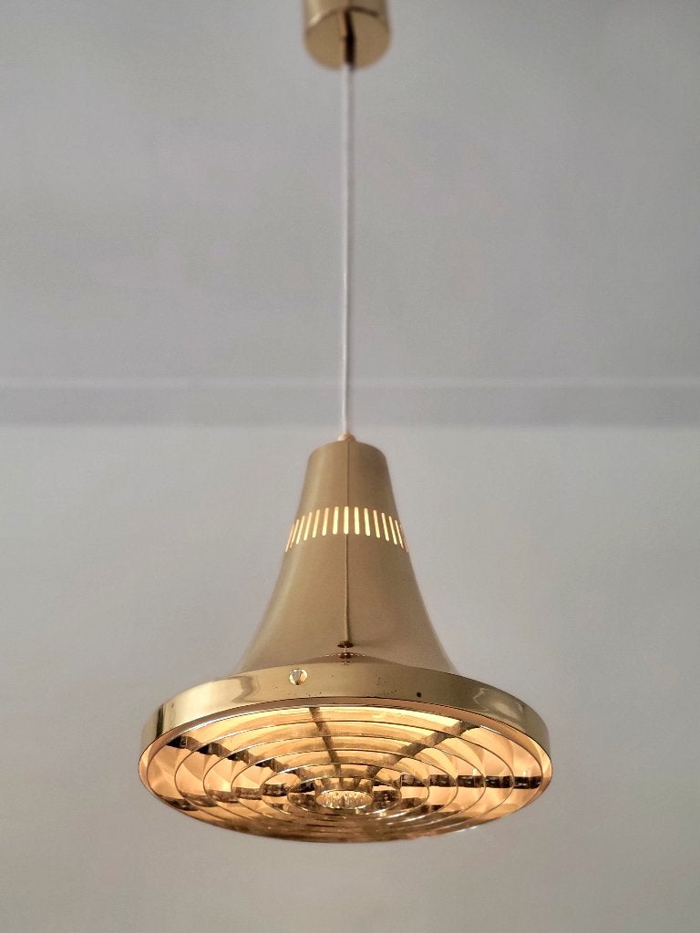 Vintage messing hanglamp van Hans Agne Jakobsson model T 598, Huis en Inrichting, Lampen | Hanglampen, Gebruikt, Ophalen of Verzenden