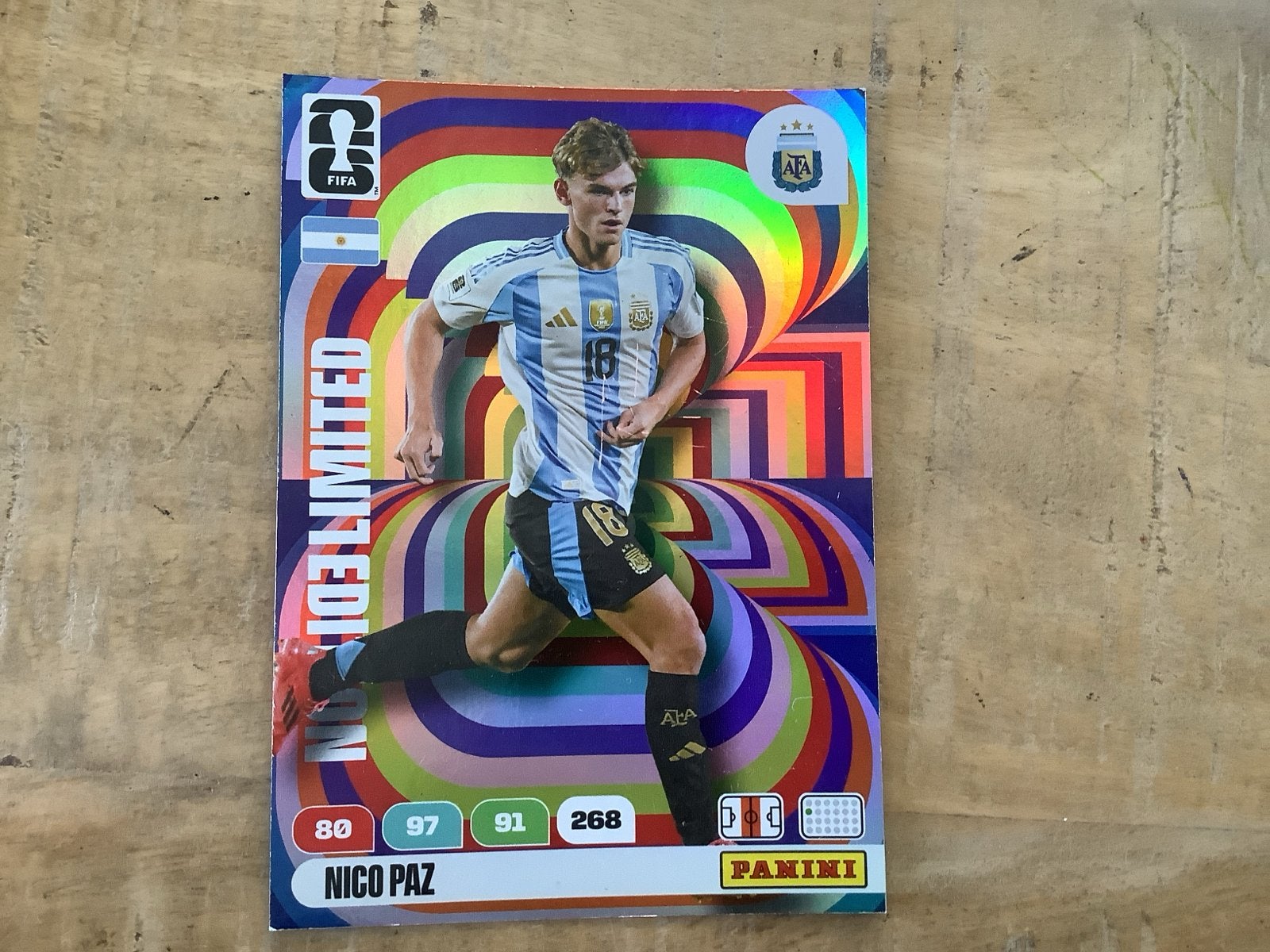 Panini FIFA 365 Limited Edition Nico Paz Spelerskaart, Ophalen of Verzenden, Zo goed als nieuw, Buitenlandse clubs, Spelerskaart