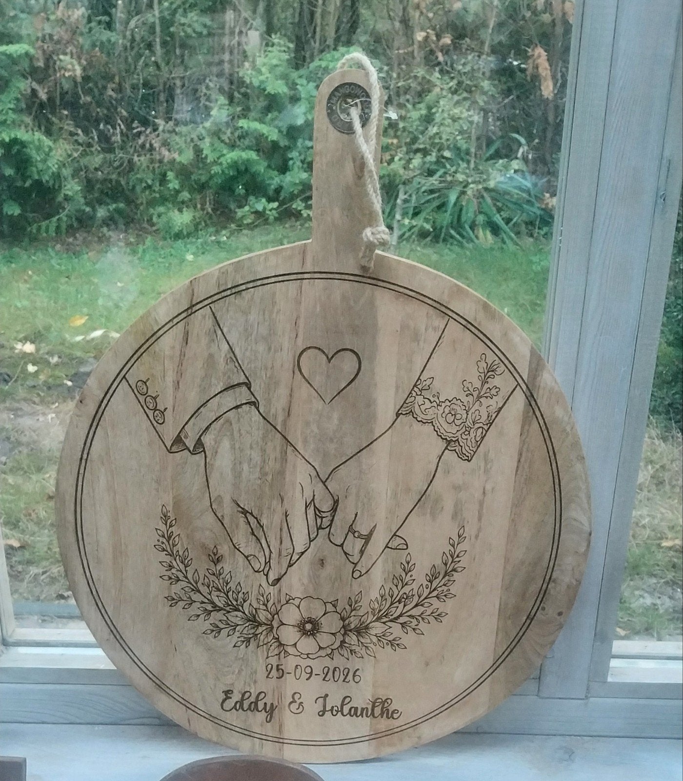 Mango houten borrelplank bruiloft relatiegeschenk, Hout, Snij-/serveerplank, Nieuw, Ophalen of Verzenden