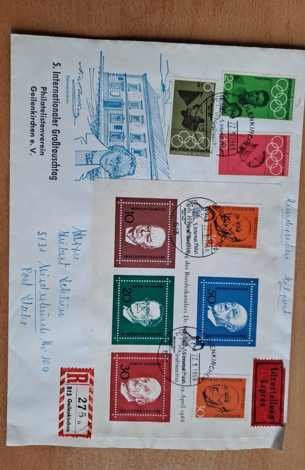 Duitse Eerste Dag Cover met Olympische Spelen Postze, Postzegels en Munten, Ophalen of Verzenden, Envelop