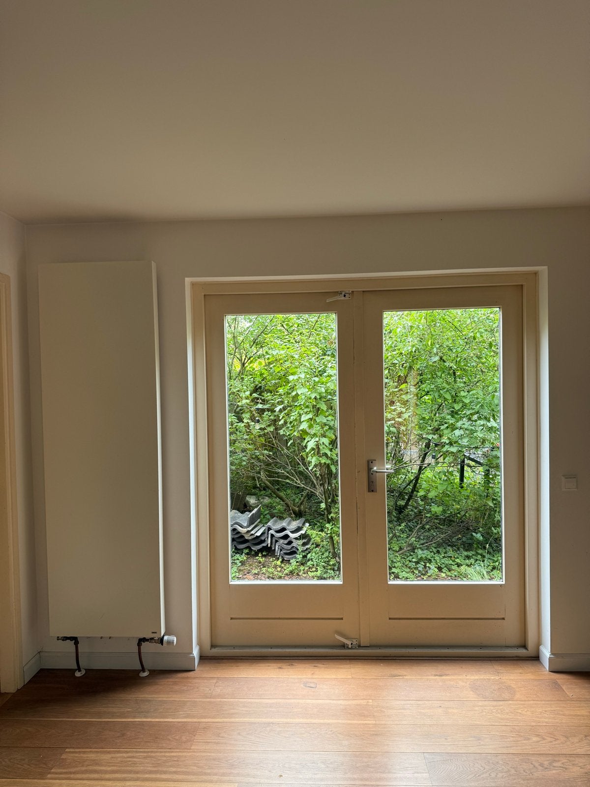 Hardhouten openslaande deuren met glas (93x211,5 cm), Doe-het-zelf en Verbouw, Deuren en Horren, Ophalen, Gebruikt, 80 tot 100 cm