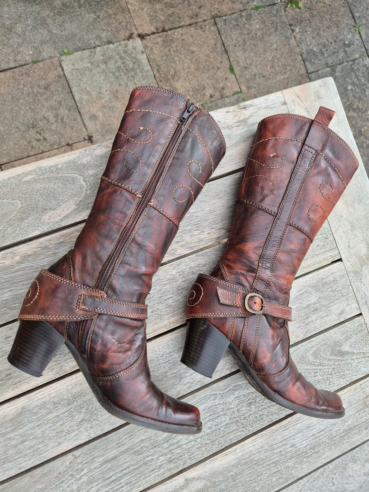 cowboy laarzen Maat 36, Kleding | Dames, Hoge laarzen, Bruin, Ophalen of Verzenden, Zo goed als nieuw