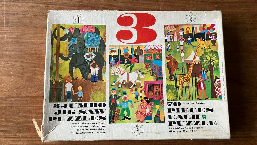 Vintage puzzel Jumbo | het circus, Ophalen of Verzenden, Meer dan 50 stukjes, Gebruikt, 4 tot 6 jaar