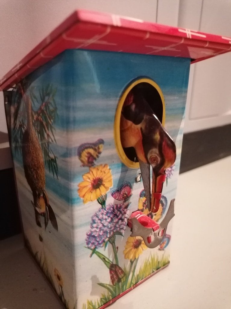 blikken spaarpot vogelhuis, Ophalen, Zo goed als nieuw, Metaal of Blik, Overige thema's
