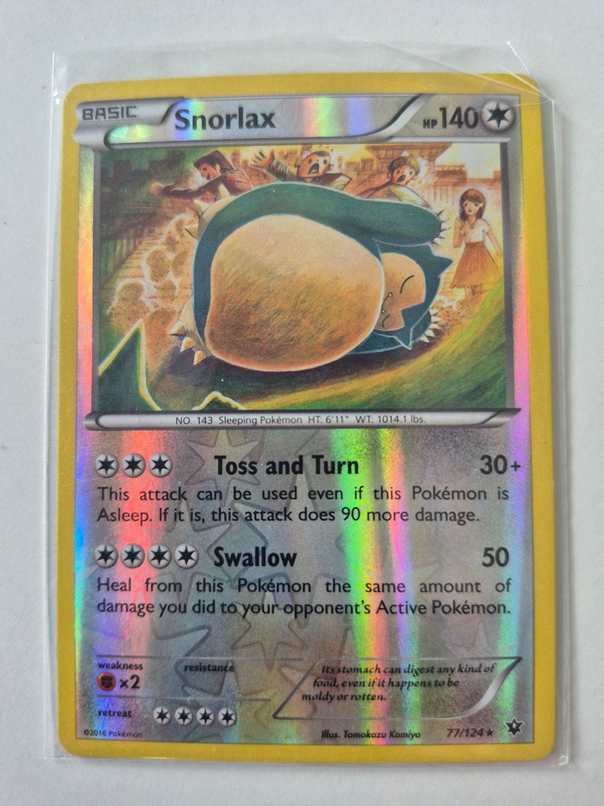 Snorlax Pokémon Kaart 77/124 Nieuw, Ophalen of Verzenden, Nieuw, Losse kaart, Foil
