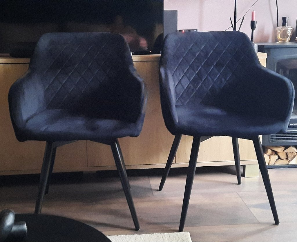 Eetkamerstoelen zwart velvet, Huis en Inrichting, Stoelen, Ophalen, Twee, 360 graden draaistoelen, Zwart