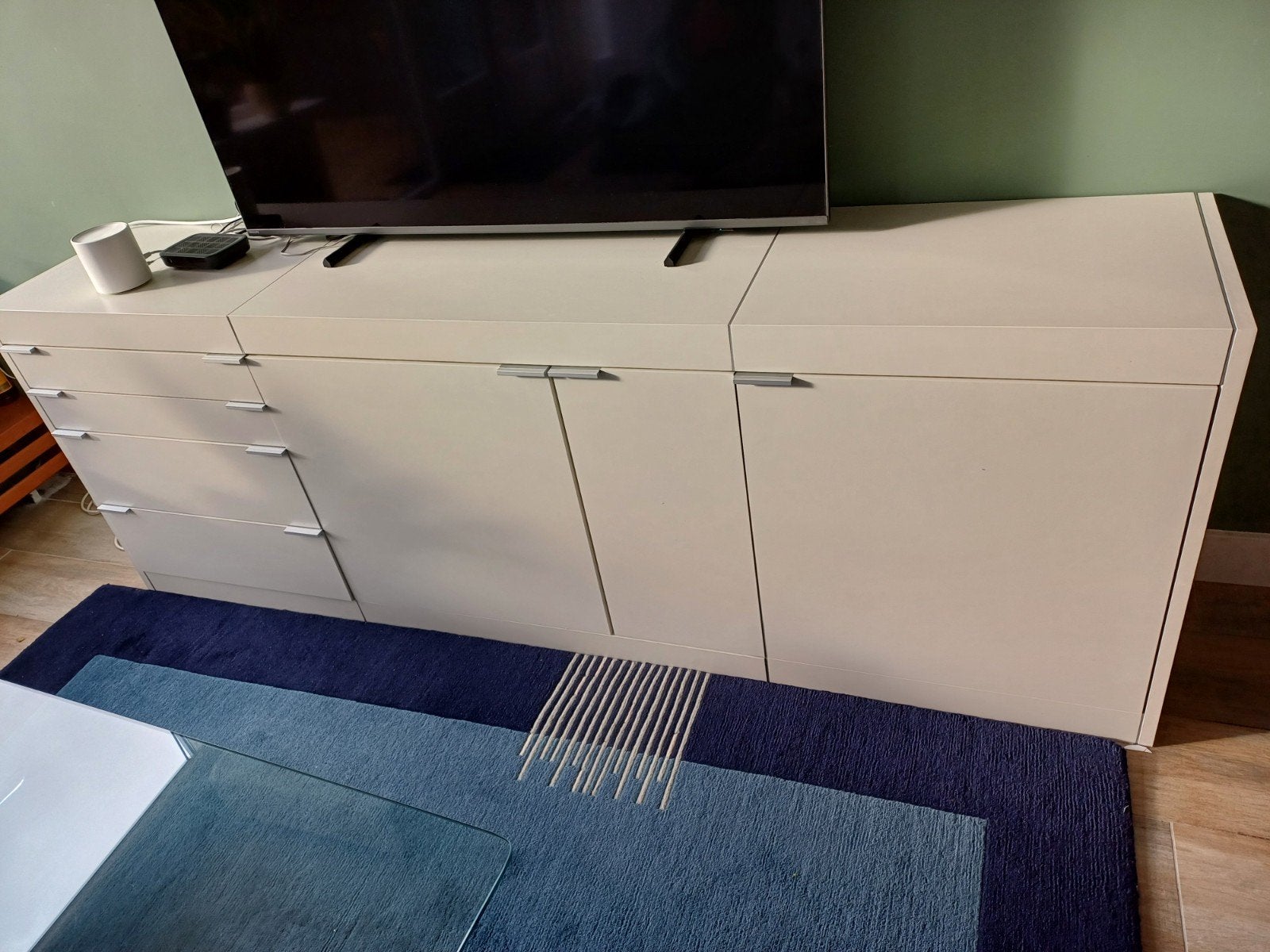 Pastoe dressoir wit mat, 229,5 cm breed., Overige materialen, Gebruikt, Met lade(s), Ophalen of Verzenden