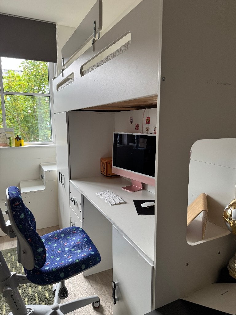 Complete Hoogslaper Max 4 Wit incl.bureau,kast,matras & stoe, Kinderen en Baby's, Kinderkamer | Stapelbedden en Hoogslapers, Ophalen